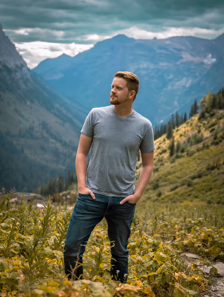 Skeeter Johnston, Montana wedding videographer, in Glacier National Park
